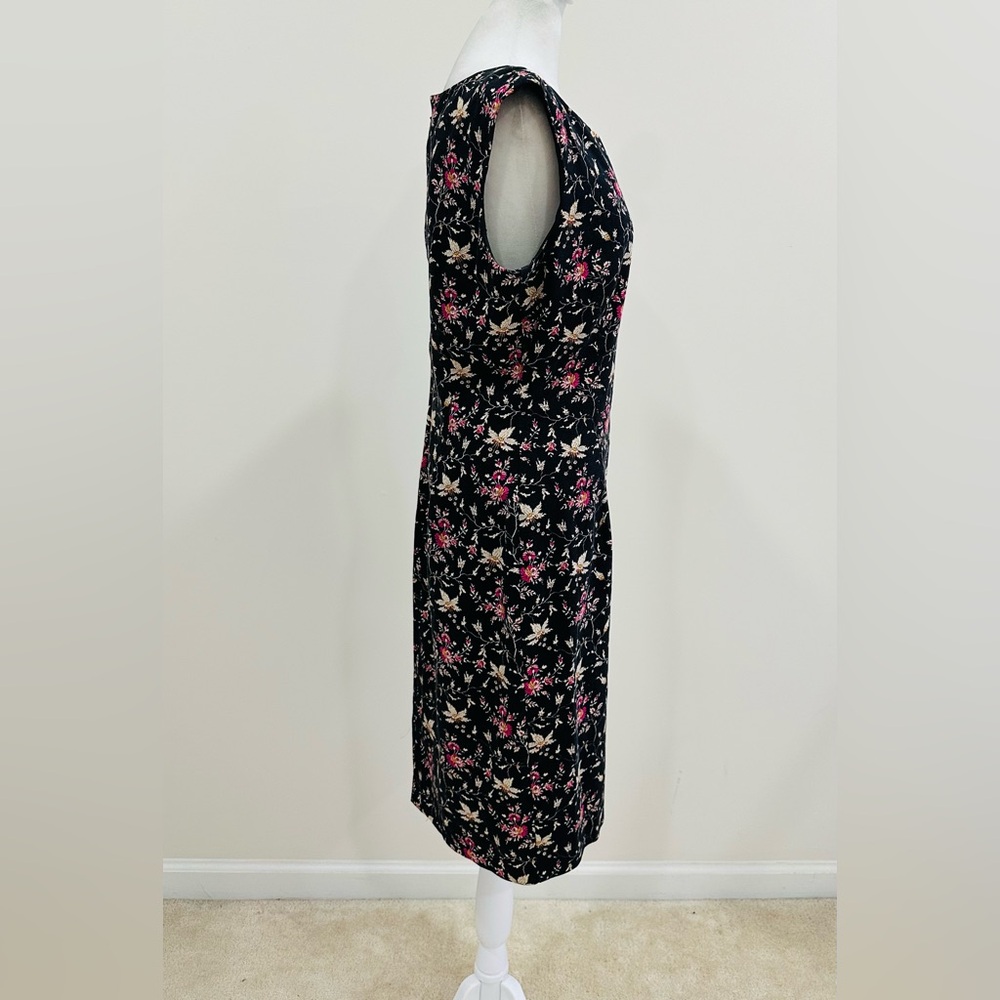 Maggy London Black Floral Sheath Dress with Pink and Cream Accents - Picture 3 of 10